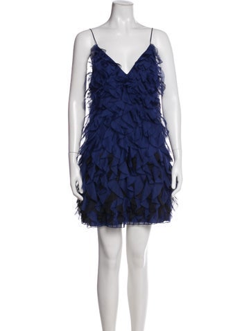 Pre-owned Alberta Ferretti V-neck Mini Dress W/ Tags In Blue