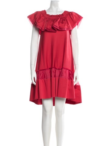 Pre-owned Alberta Ferretti Off-the-shoulder Mini Dress In Red