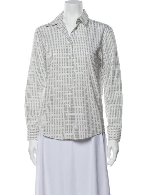 Alexachung Printed Long Sleeve Button-Up Top White
