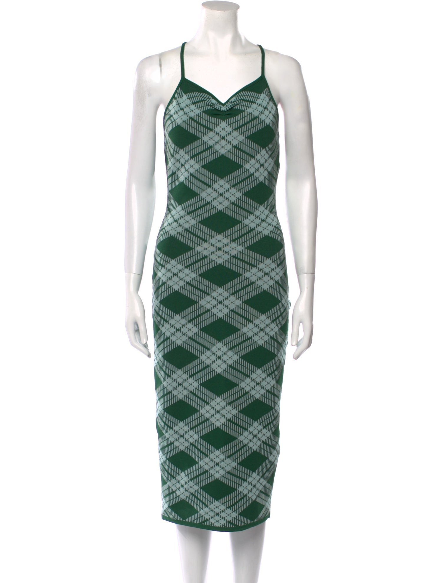 ALEXACHUNG Plaid Print Midi Length Dress
