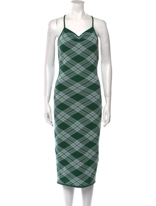 ALEXACHUNG Plaid Print Midi Length Dress