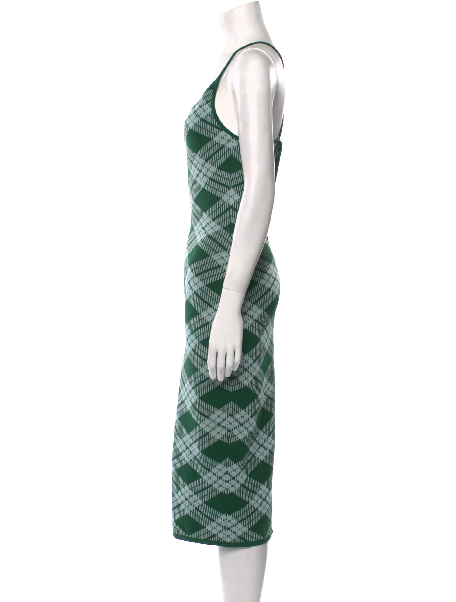 ALEXACHUNG Plaid Print Midi Length Dress