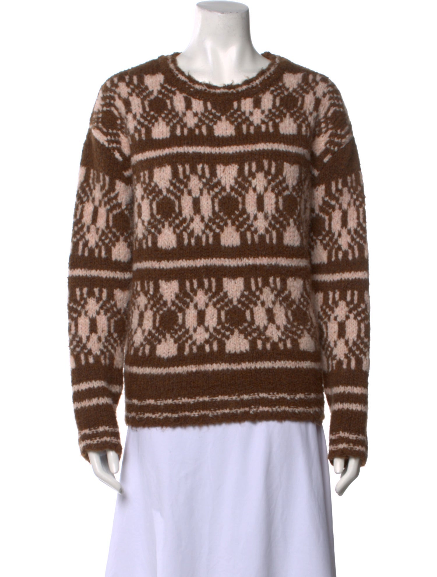 ALEXACHUNG Printed Crew Neck Sweater