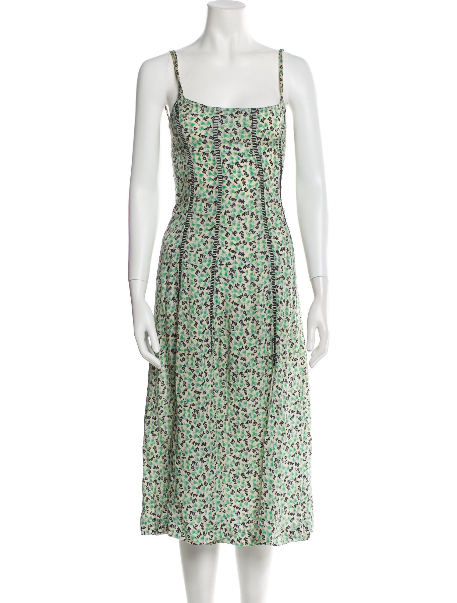 ALEXACHUNG Floral Print Midi Length Dress