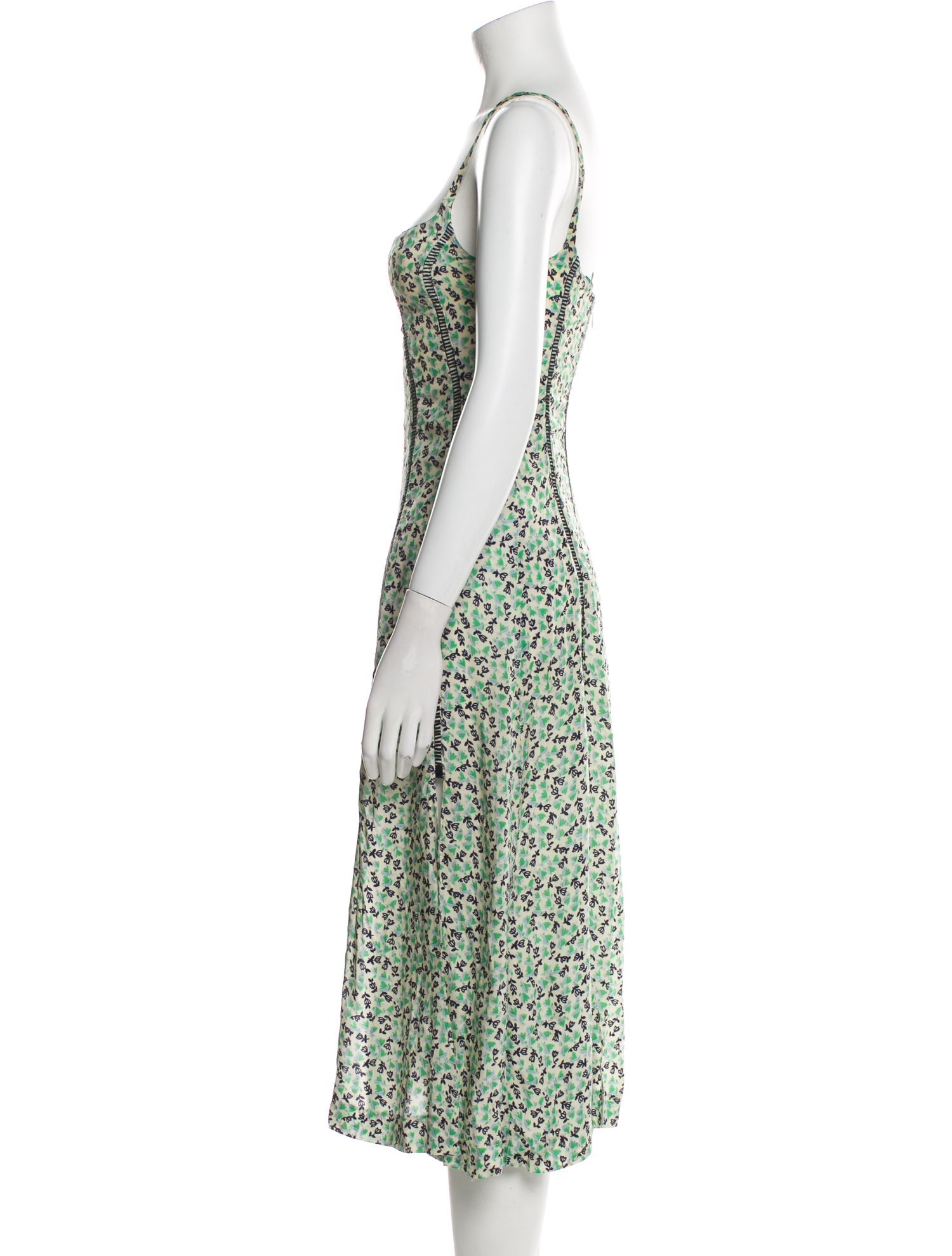 ALEXACHUNG Floral Print Midi Length Dress