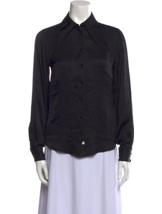 ALEXACHUNG Long Sleeve Button-Up Top