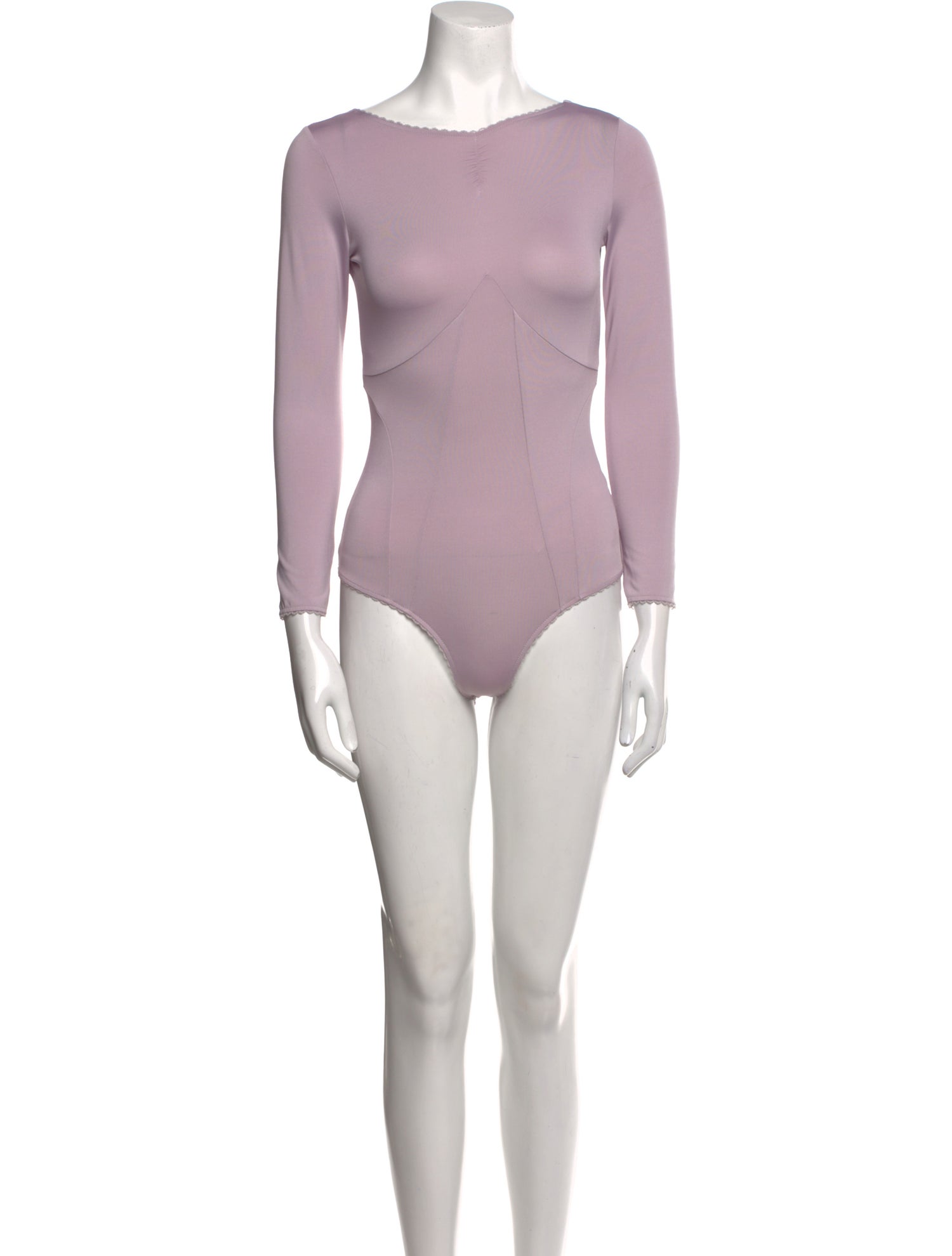 ALEXACHUNG Bateau Neckline Long Sleeve Bodysuit