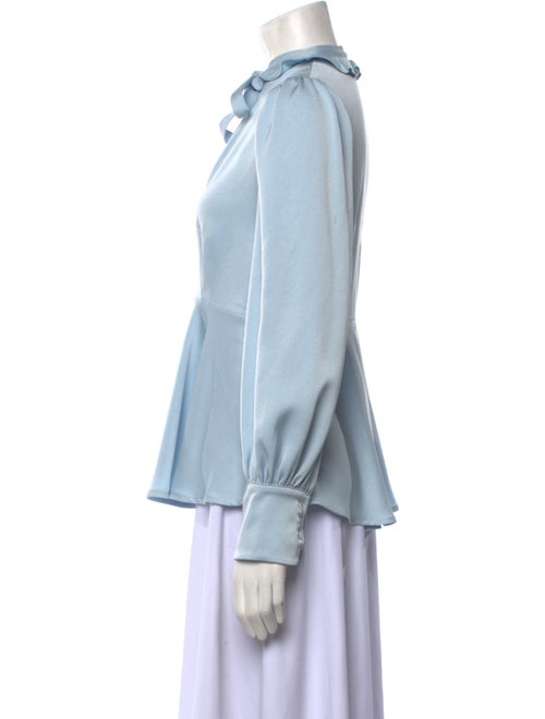 ALEXACHUNG Mock Neck Long Sleeve Blouse