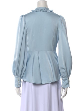 ALEXACHUNG Mock Neck Long Sleeve Blouse
