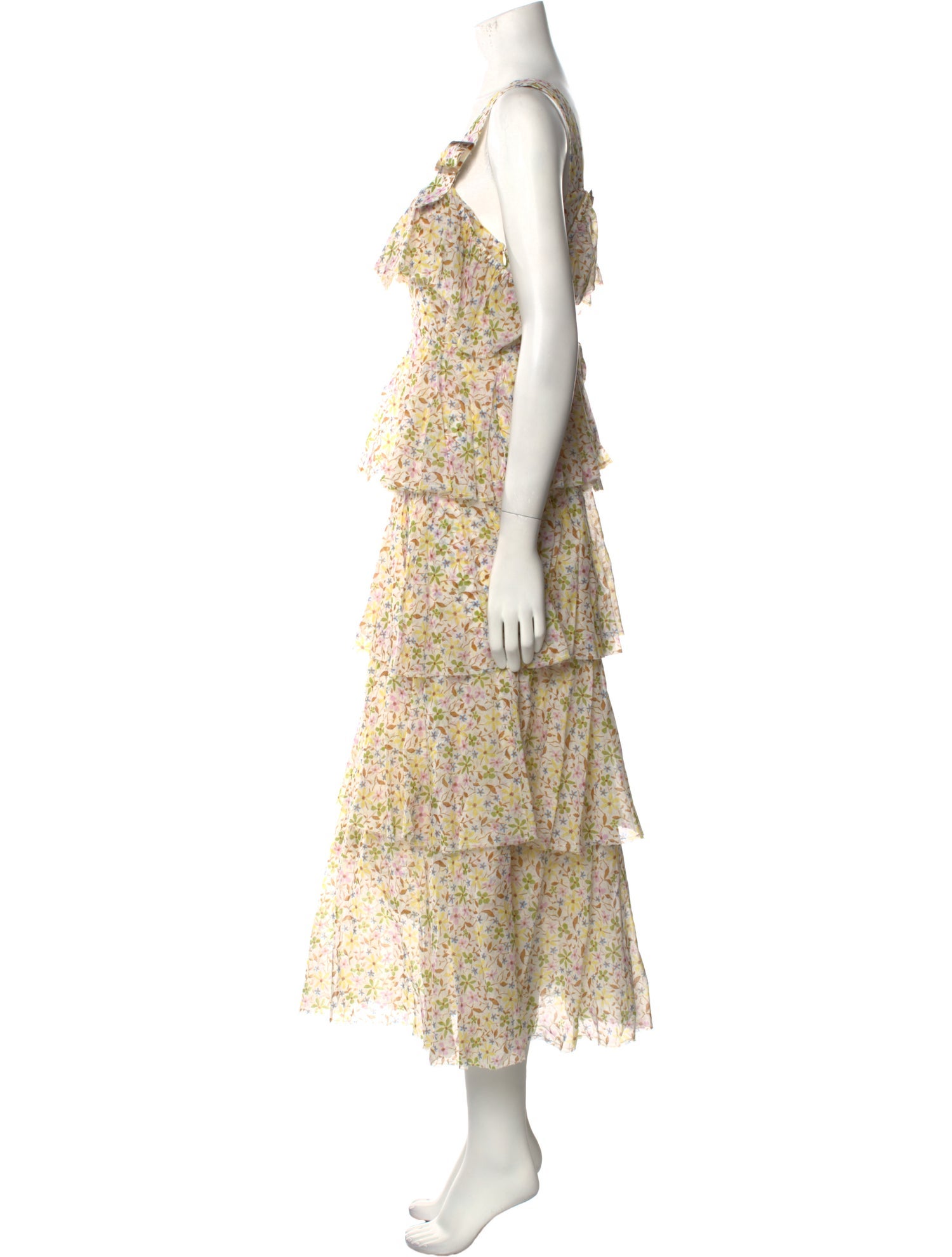 ALEXACHUNG Floral Print Midi Length Dress