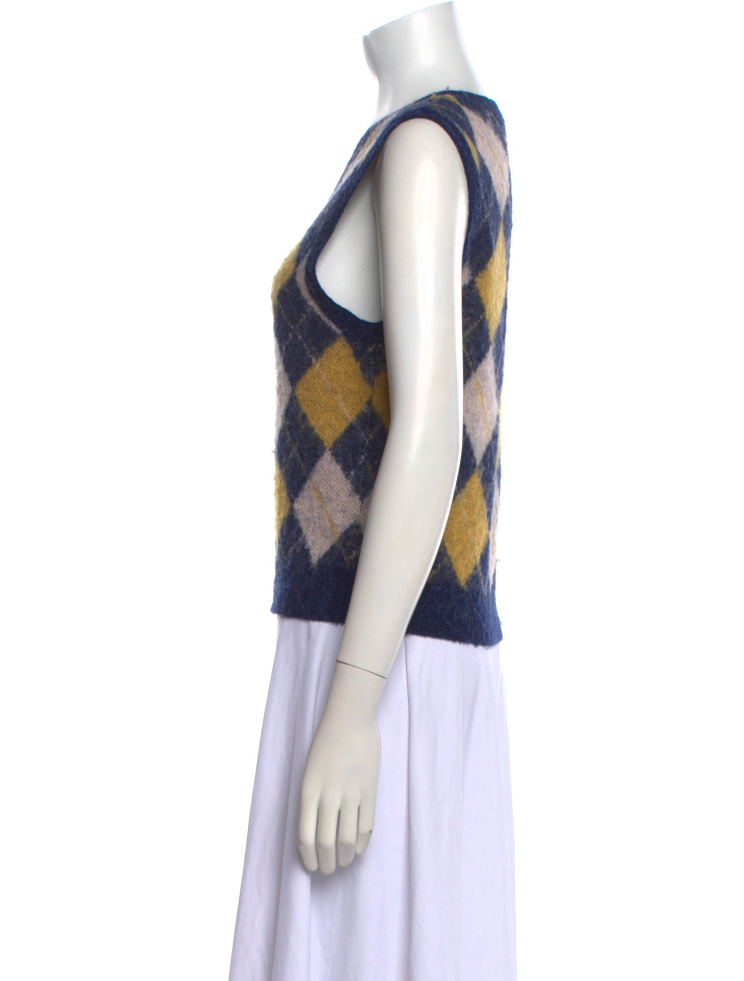 ALEXACHUNG Plaid Print V-Neck Sweater