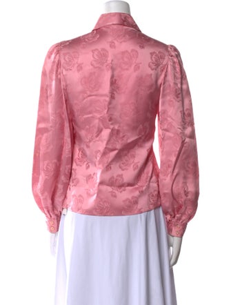 ALEXACHUNG Floral Print Long Sleeve Button-Up Top