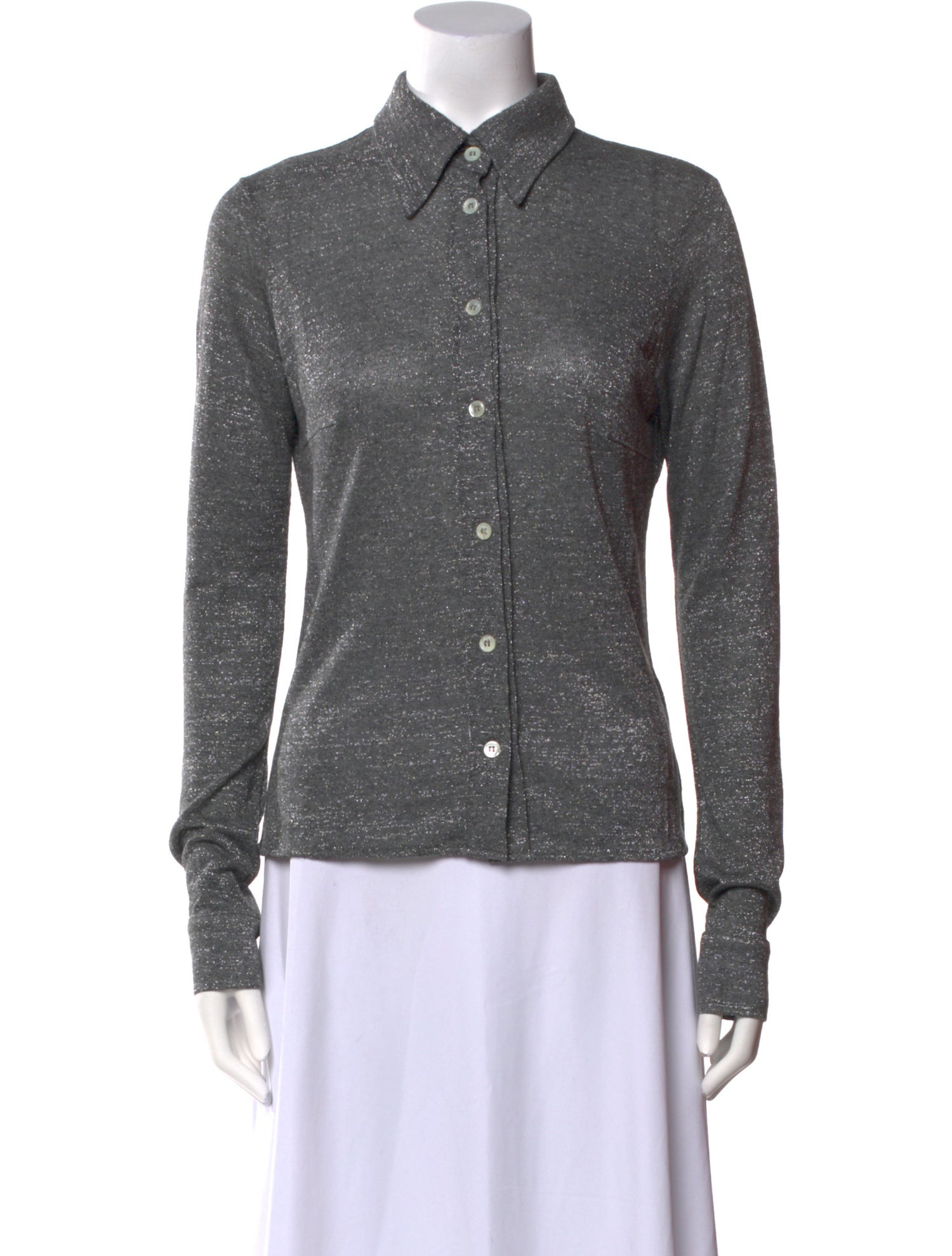 ALEXACHUNG Long Sleeve Button-Up Top