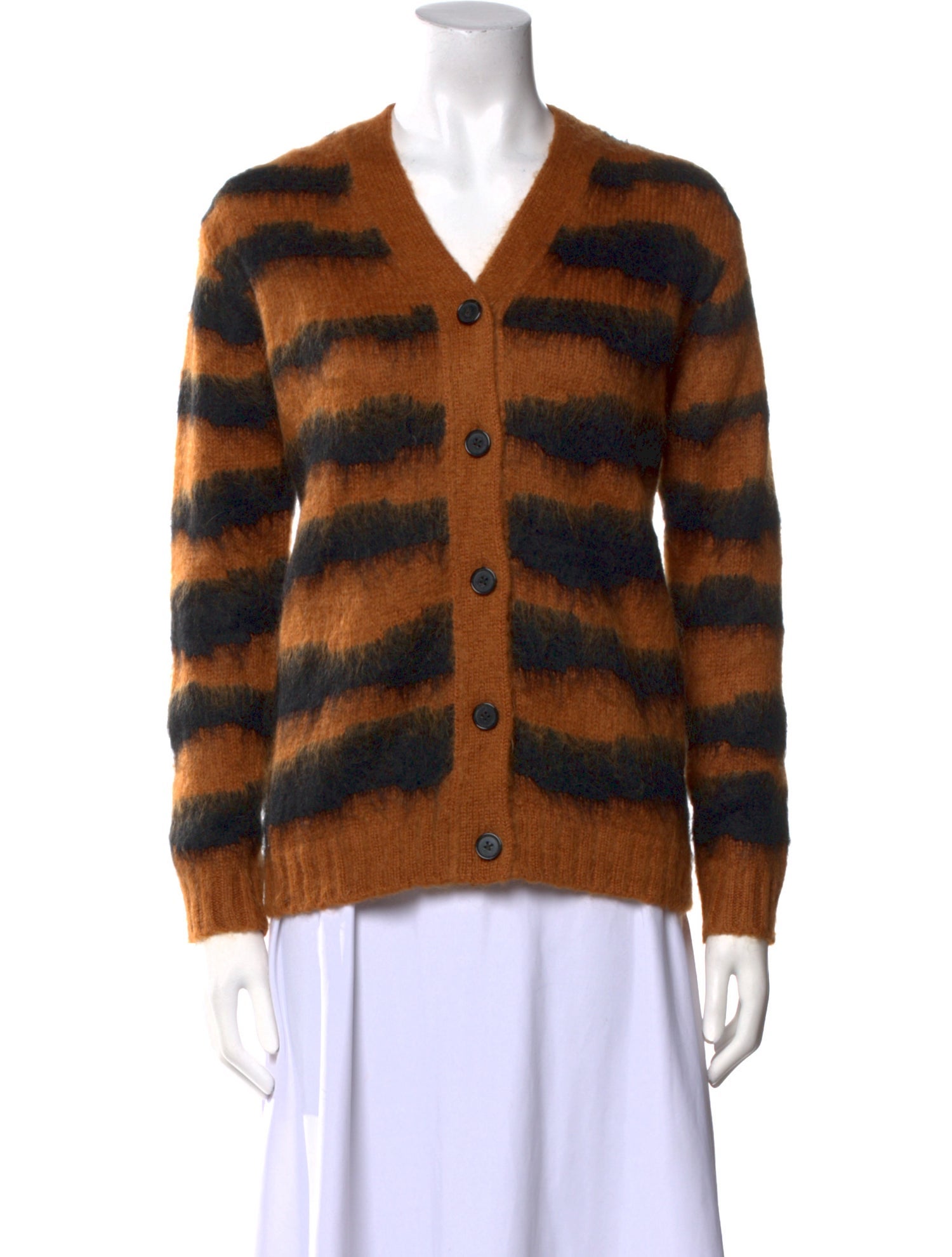 ALEXACHUNG Striped V-Neck Sweater