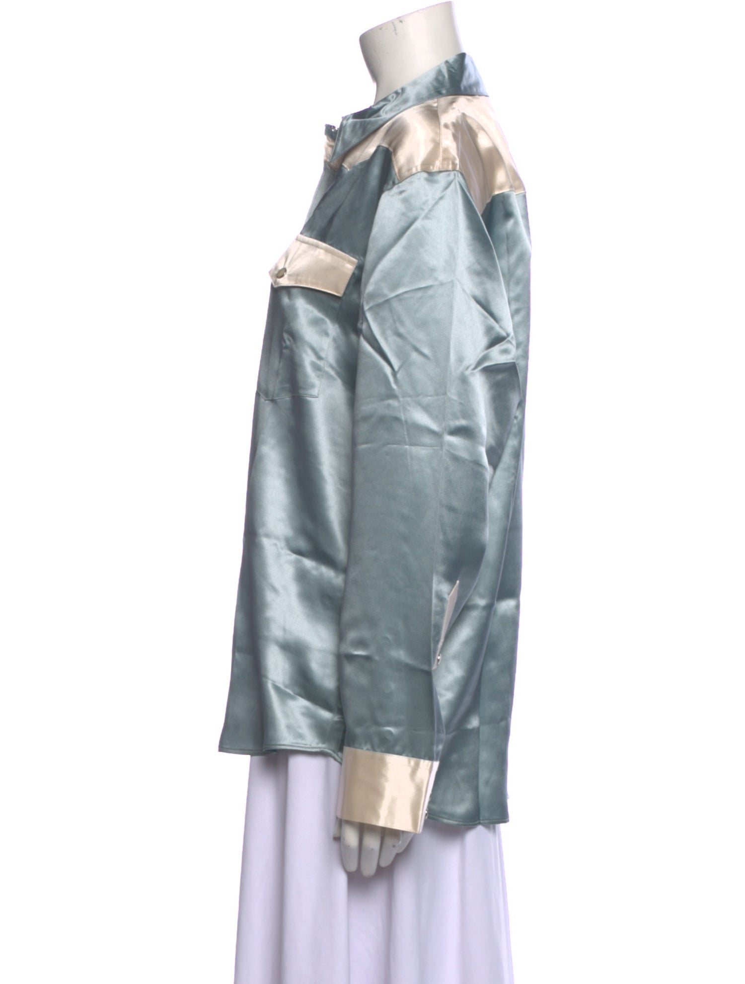 ALEXACHUNG Printed Long Sleeve Button-Up Top