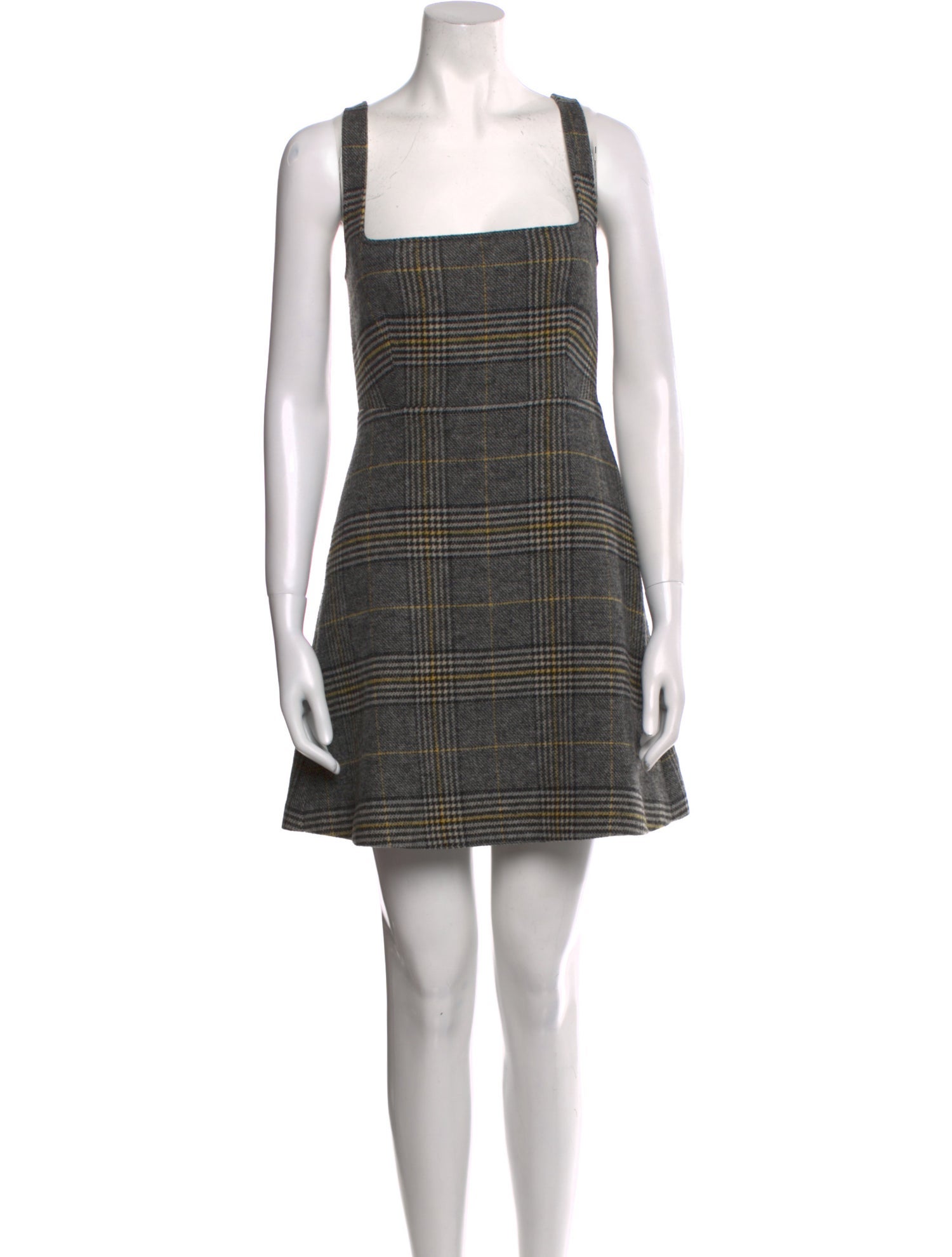 ALEXACHUNG Plaid Print Mini Dress