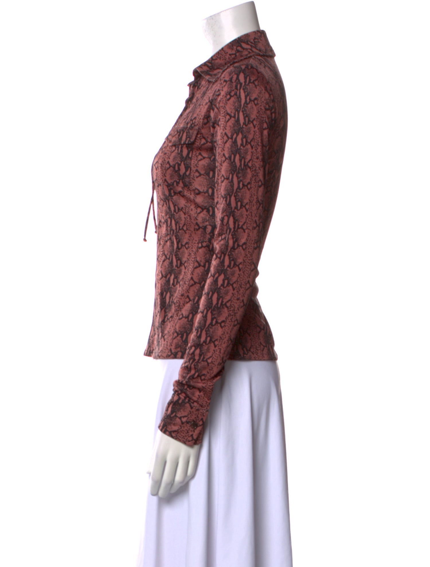 ALEXACHUNG Animal Print Long Sleeve Top