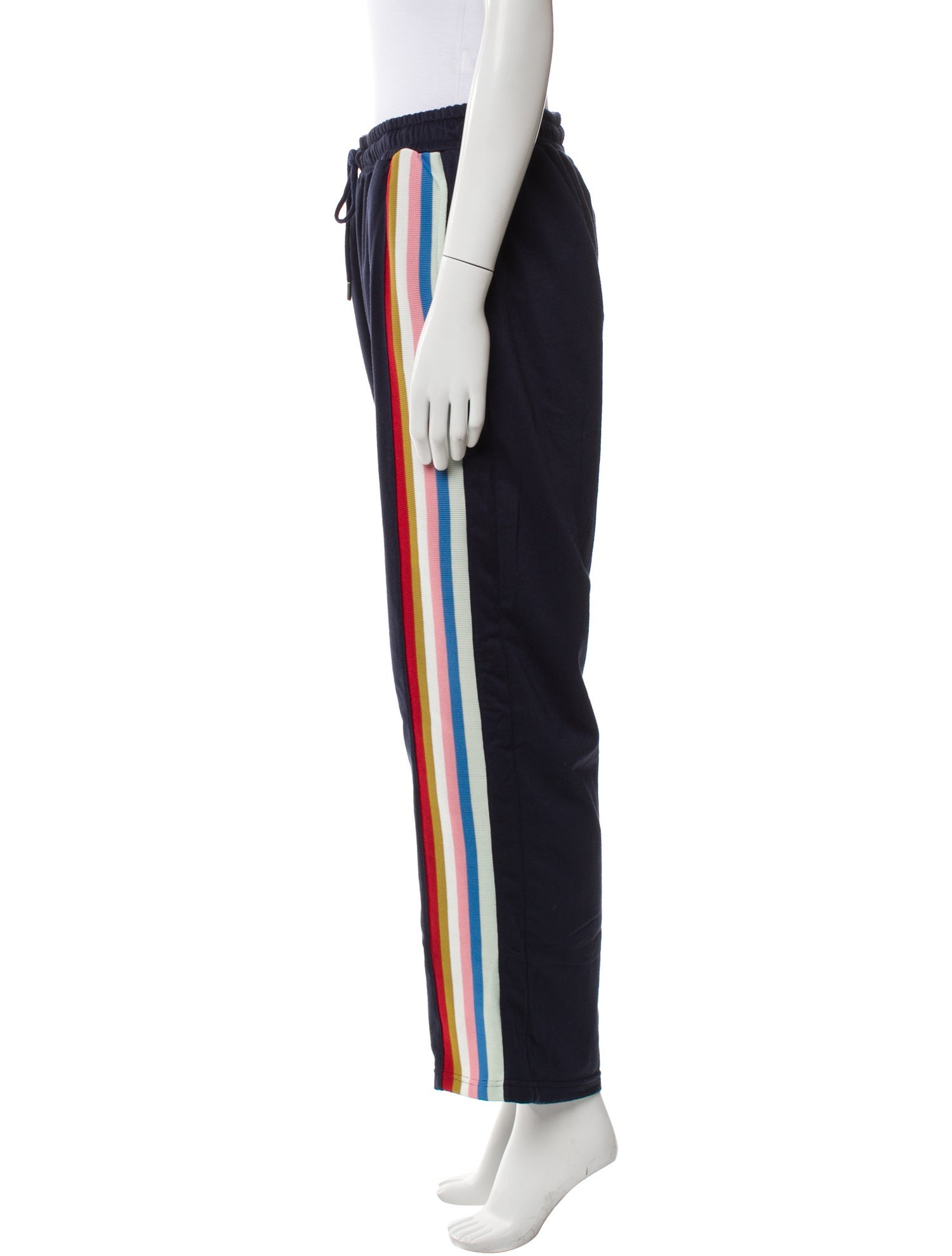 ALEXACHUNG Striped Grosgrain Trim Sweatpants