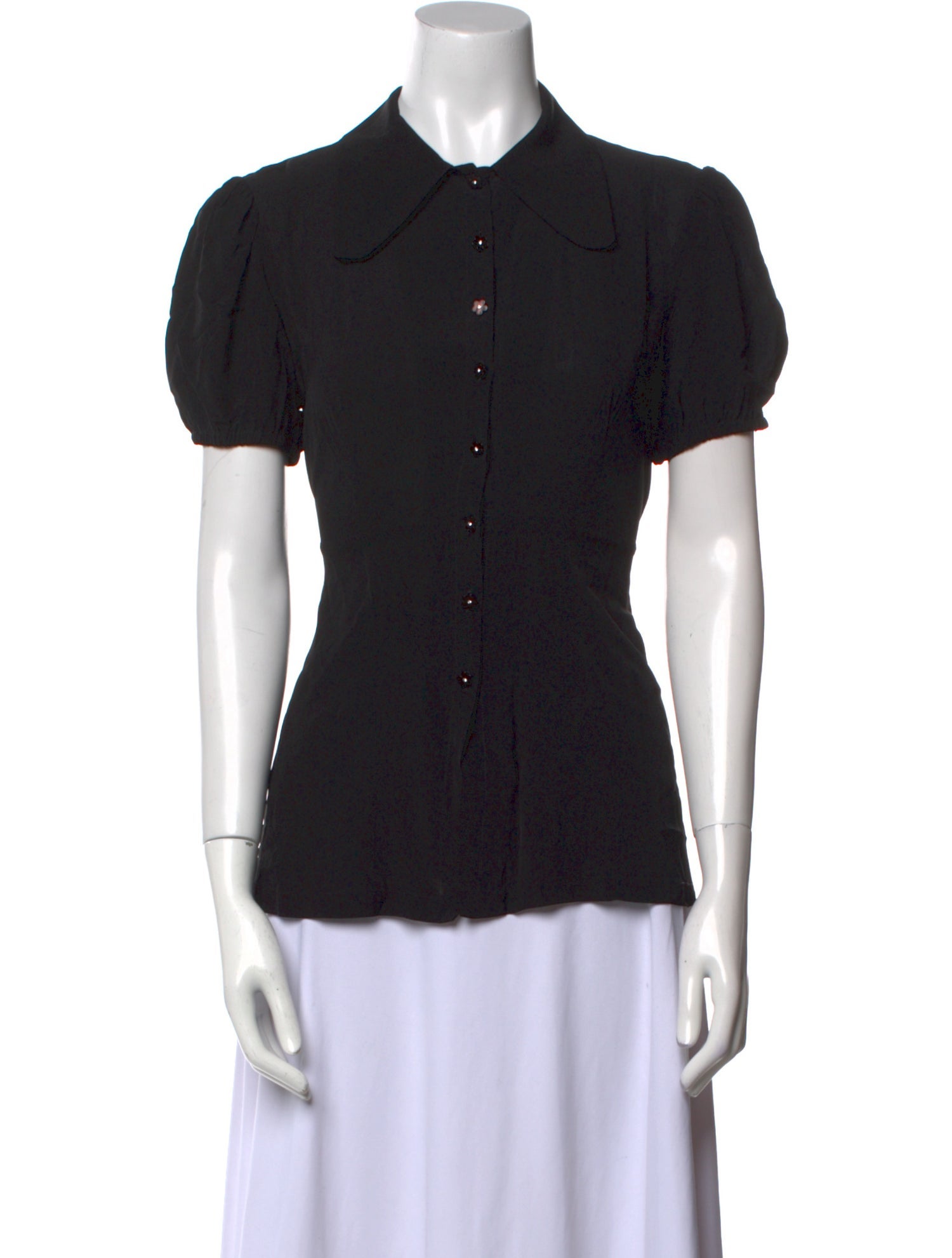 ALEXACHUNG Short Sleeve Button-Up Top