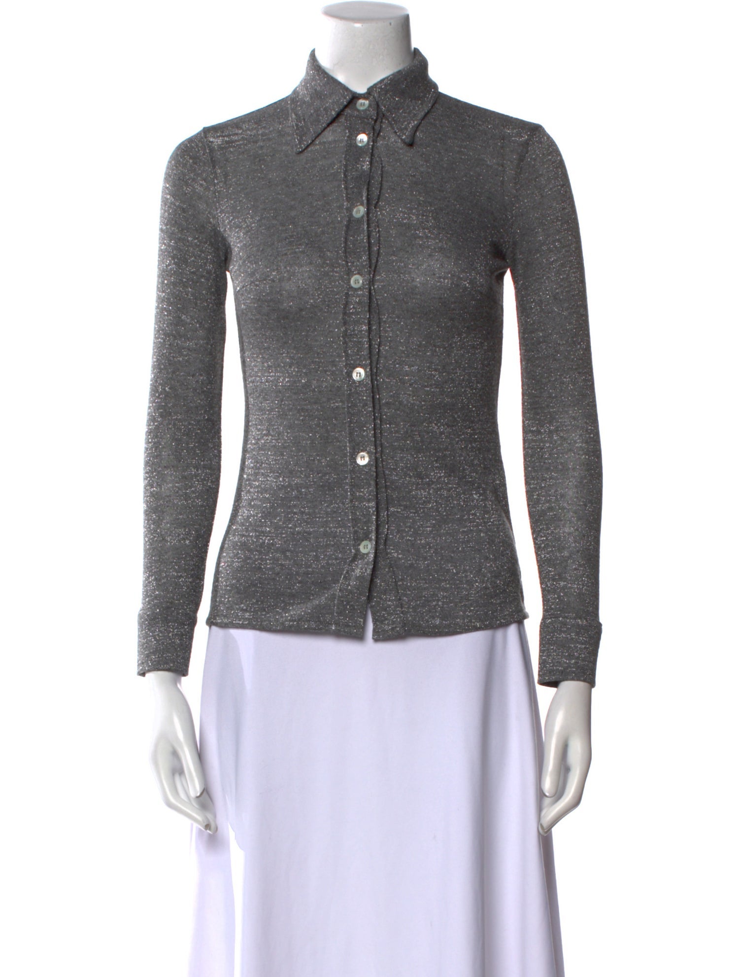 ALEXACHUNG Long Sleeve Button-Up Top