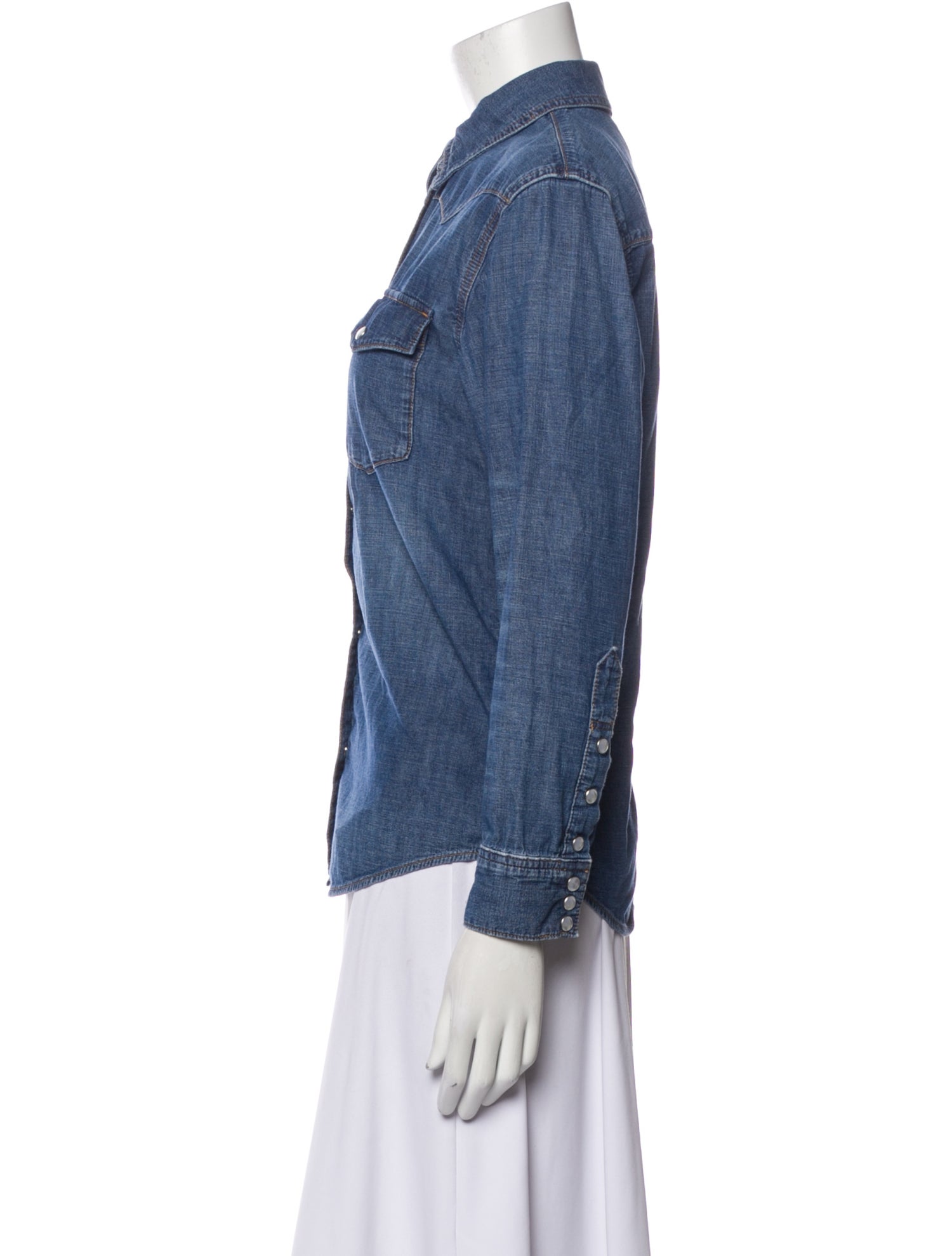 ALEXACHUNG Long Sleeve Button-Up Top