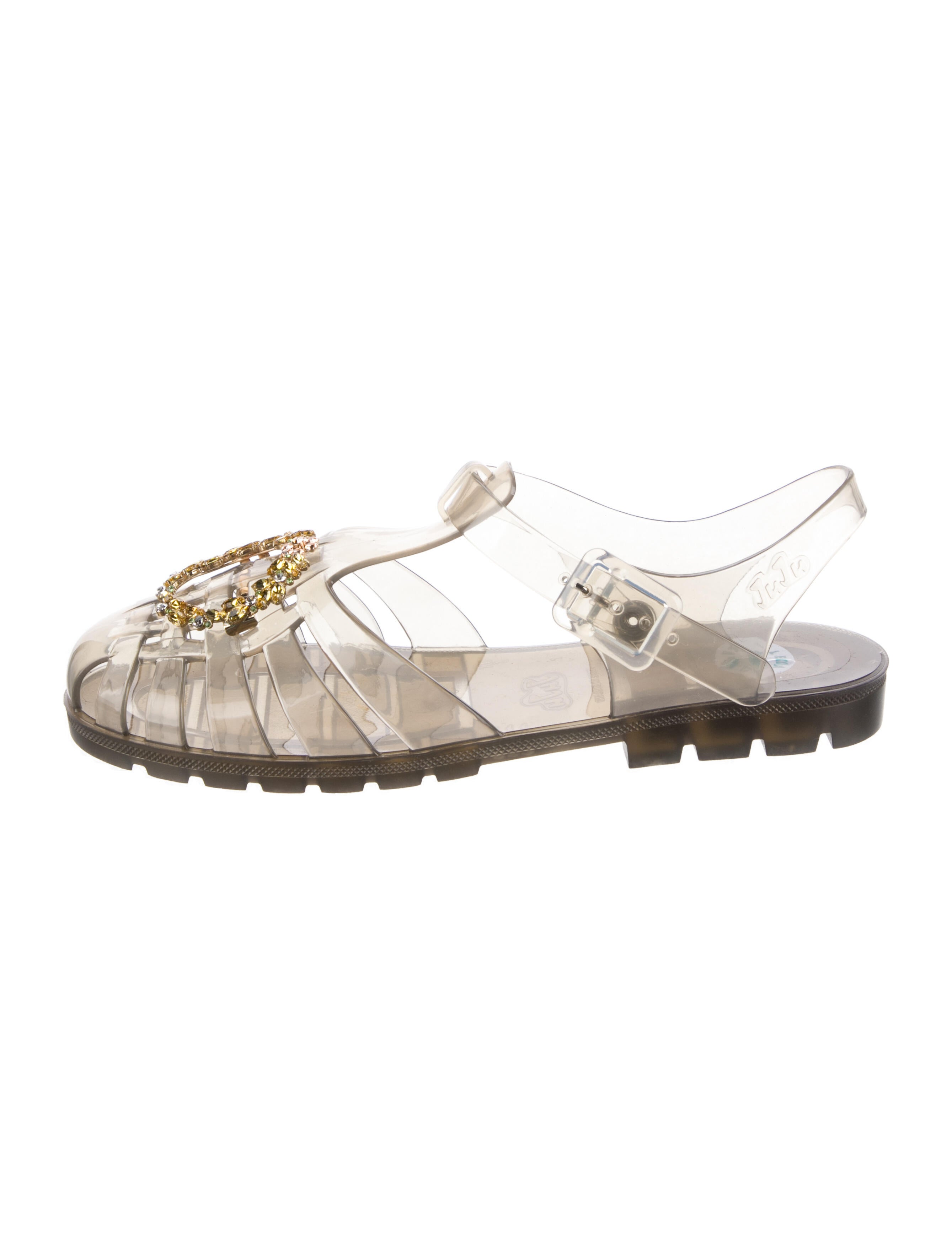 ALEXACHUNG Rubber Crystal Embellishments Gladiator Sandals