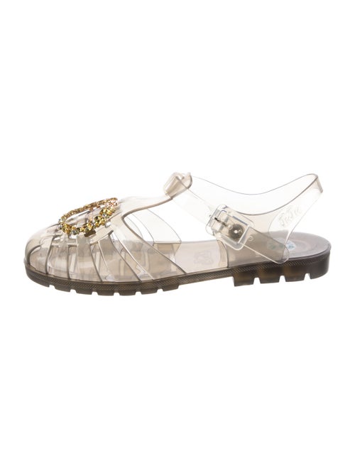 ALEXACHUNG Rubber Crystal Embellishments Gladiator Sandals
