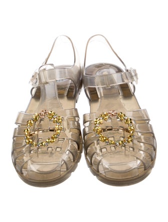 ALEXACHUNG Rubber Crystal Embellishments Gladiator Sandals