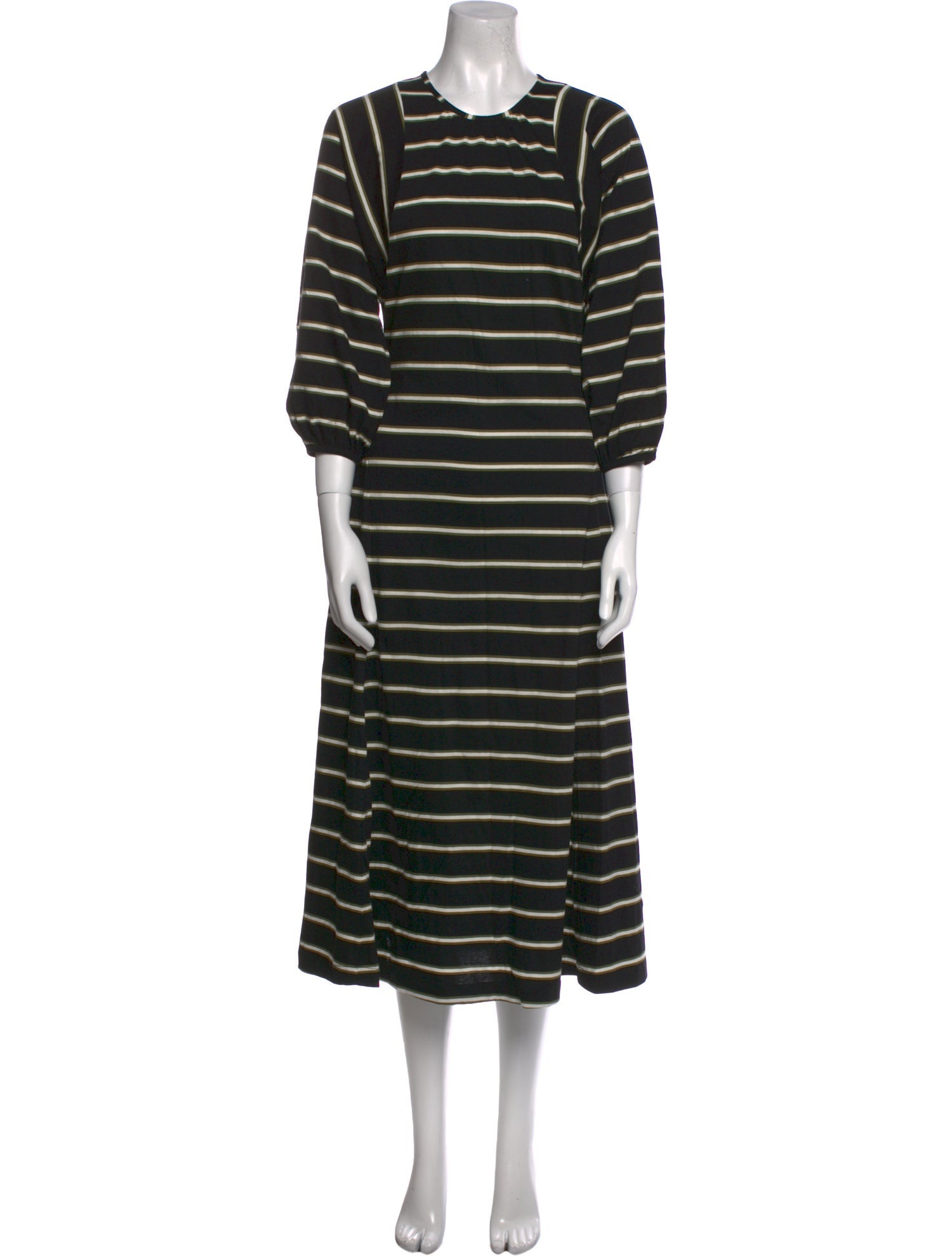 ALEXACHUNG Striped Midi Length Dress