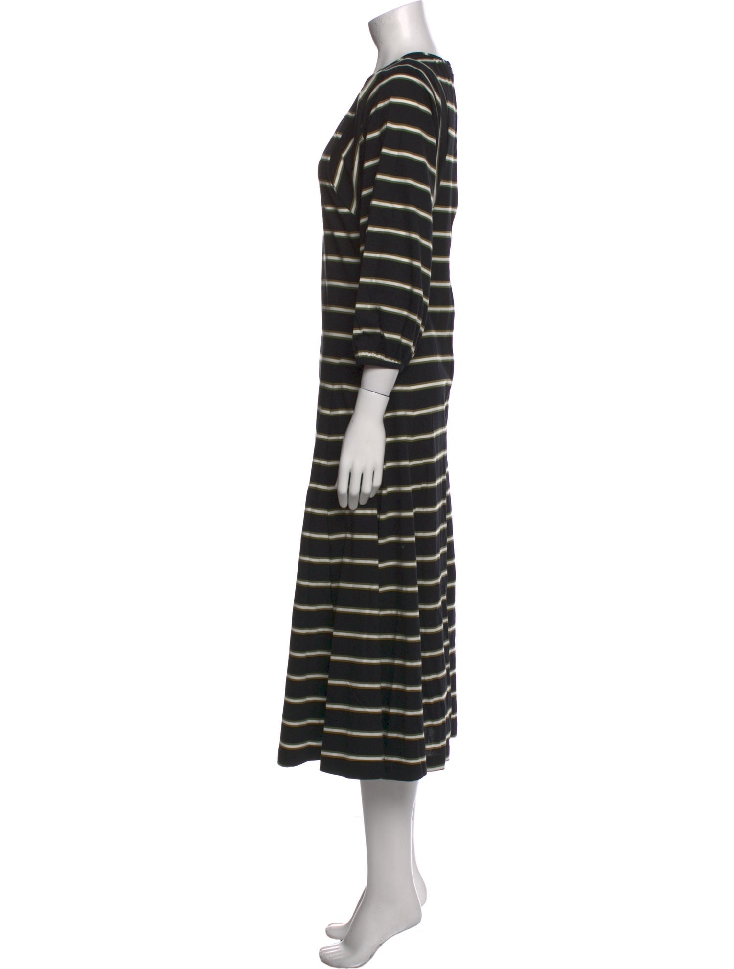 ALEXACHUNG Striped Midi Length Dress