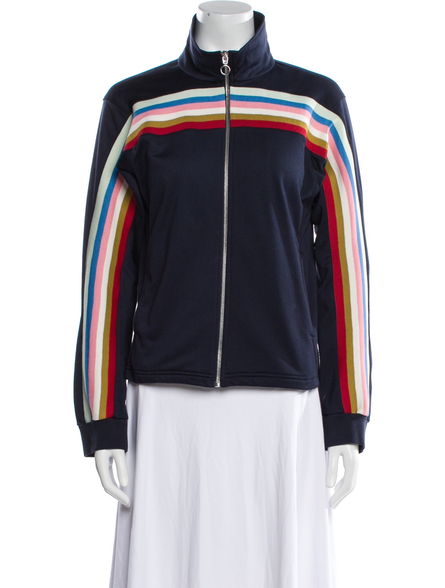 ALEXACHUNG Striped Biker Jacket