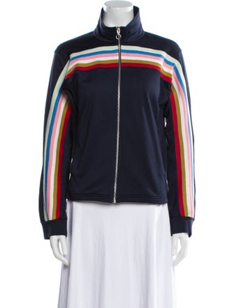 ALEXACHUNG Striped Biker Jacket