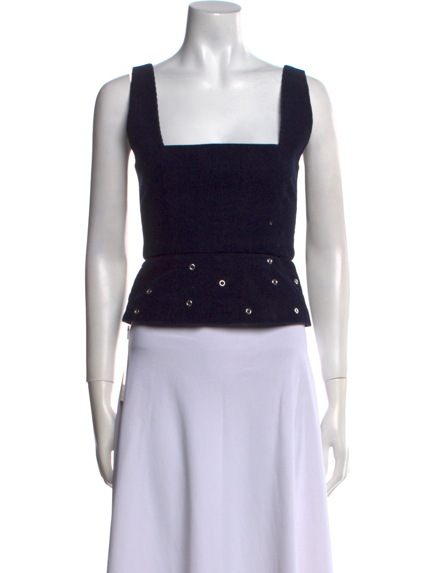 ALEXACHUNG Square Neckline Sleeveless Crop Top