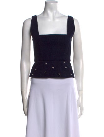 ALEXACHUNG Square Neckline Sleeveless Crop Top