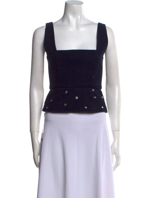 ALEXACHUNG Square Neckline Sleeveless Crop Top