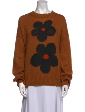 ALEXACHUNG Printed Crew Neck Sweater