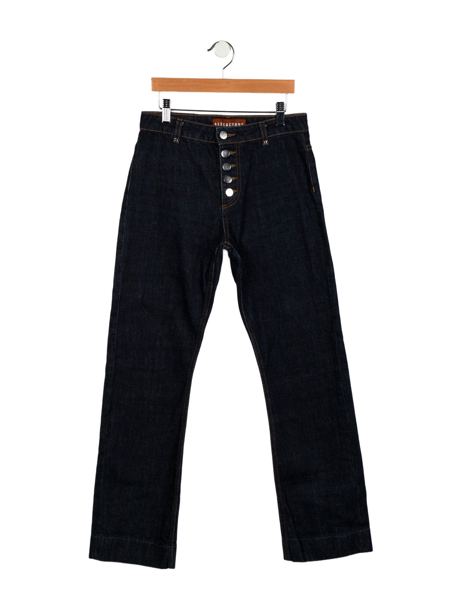 ALEXACHUNG Mid-Rise Straight Leg Jeans