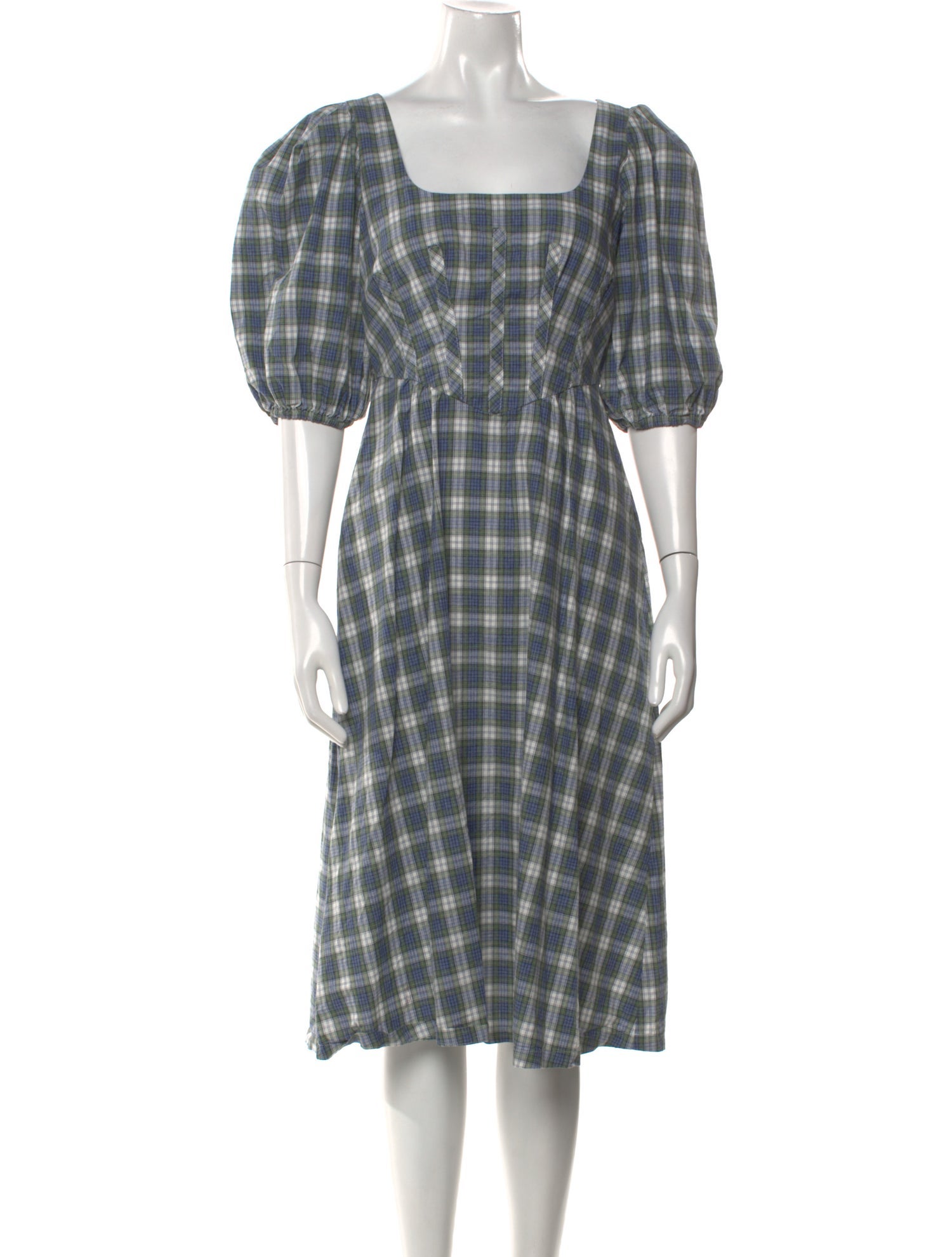ALEXACHUNG Plaid Print Midi Length Dress