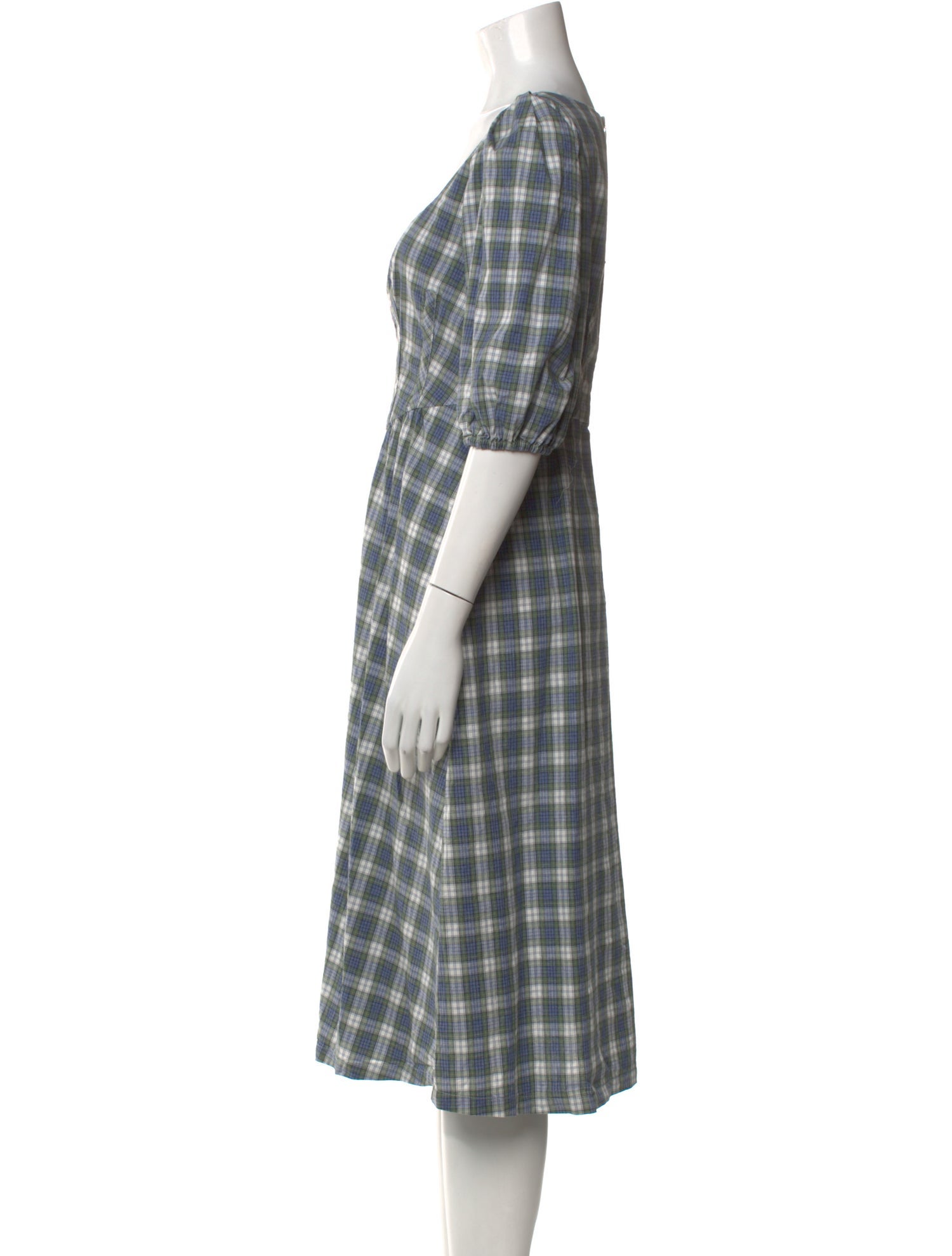 ALEXACHUNG Plaid Print Midi Length Dress