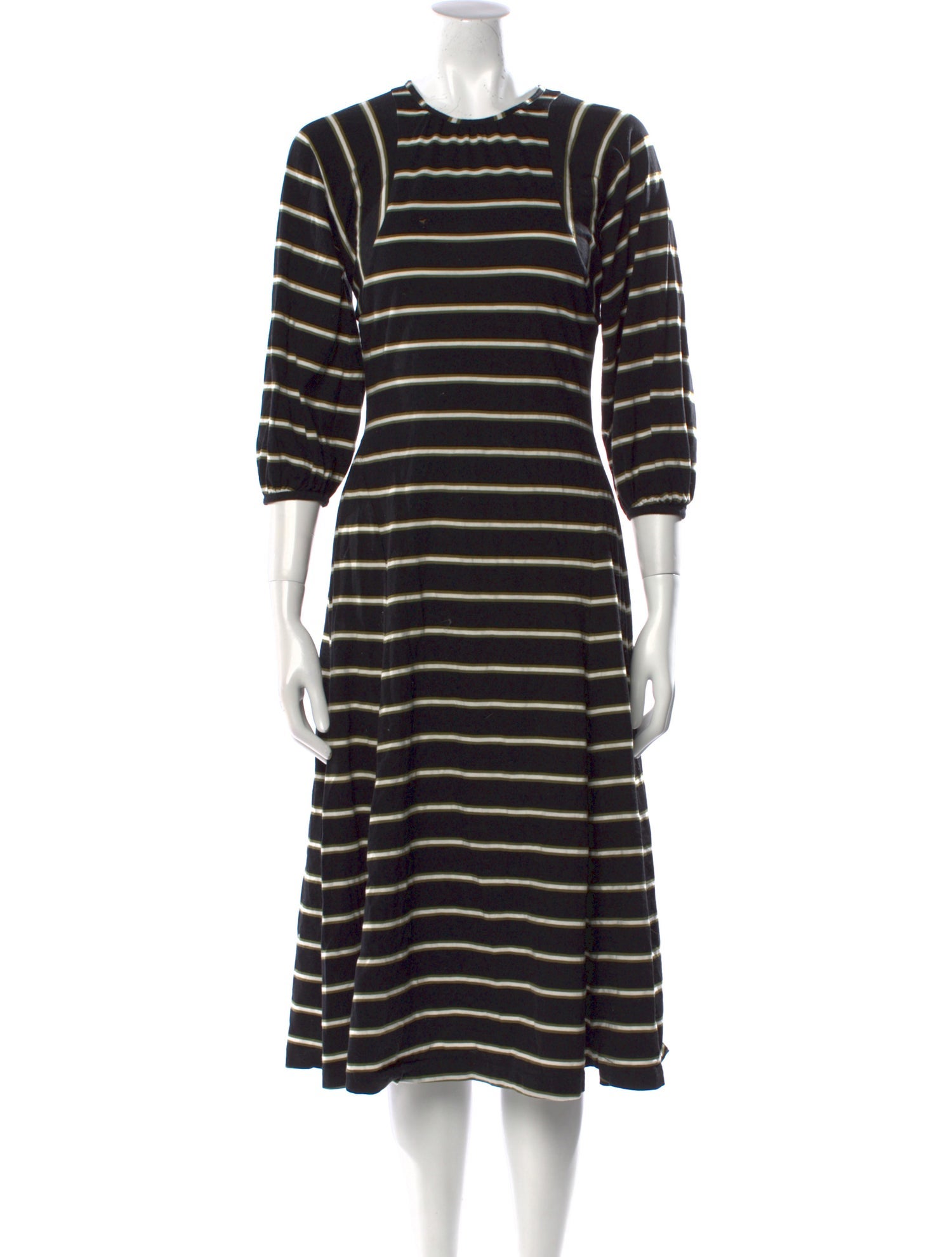 ALEXACHUNG Striped Midi Length Dress
