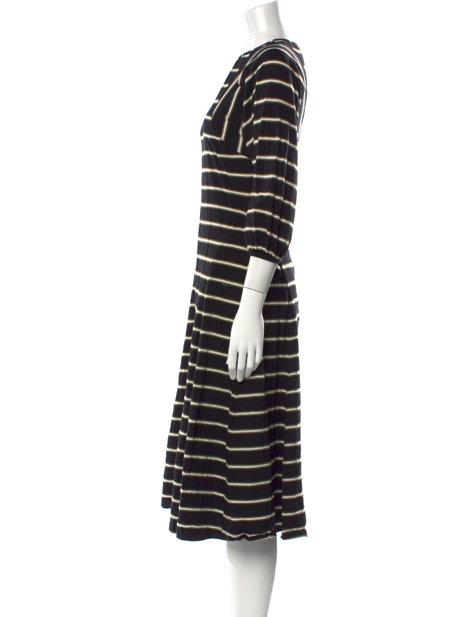 ALEXACHUNG Striped Midi Length Dress