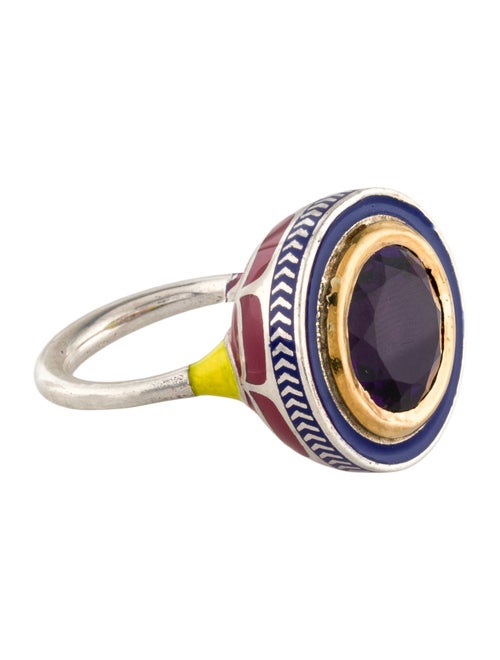 Alice Cicolini Amethyst Silver Tile Round Cocktail Ring
