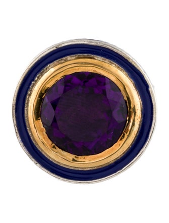 Alice Cicolini Amethyst Silver Tile Round Cocktail Ring