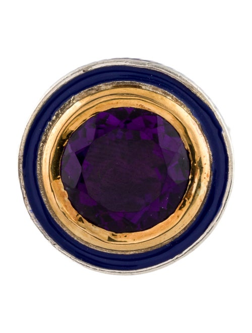 Alice Cicolini Amethyst Silver Tile Round Cocktail Ring