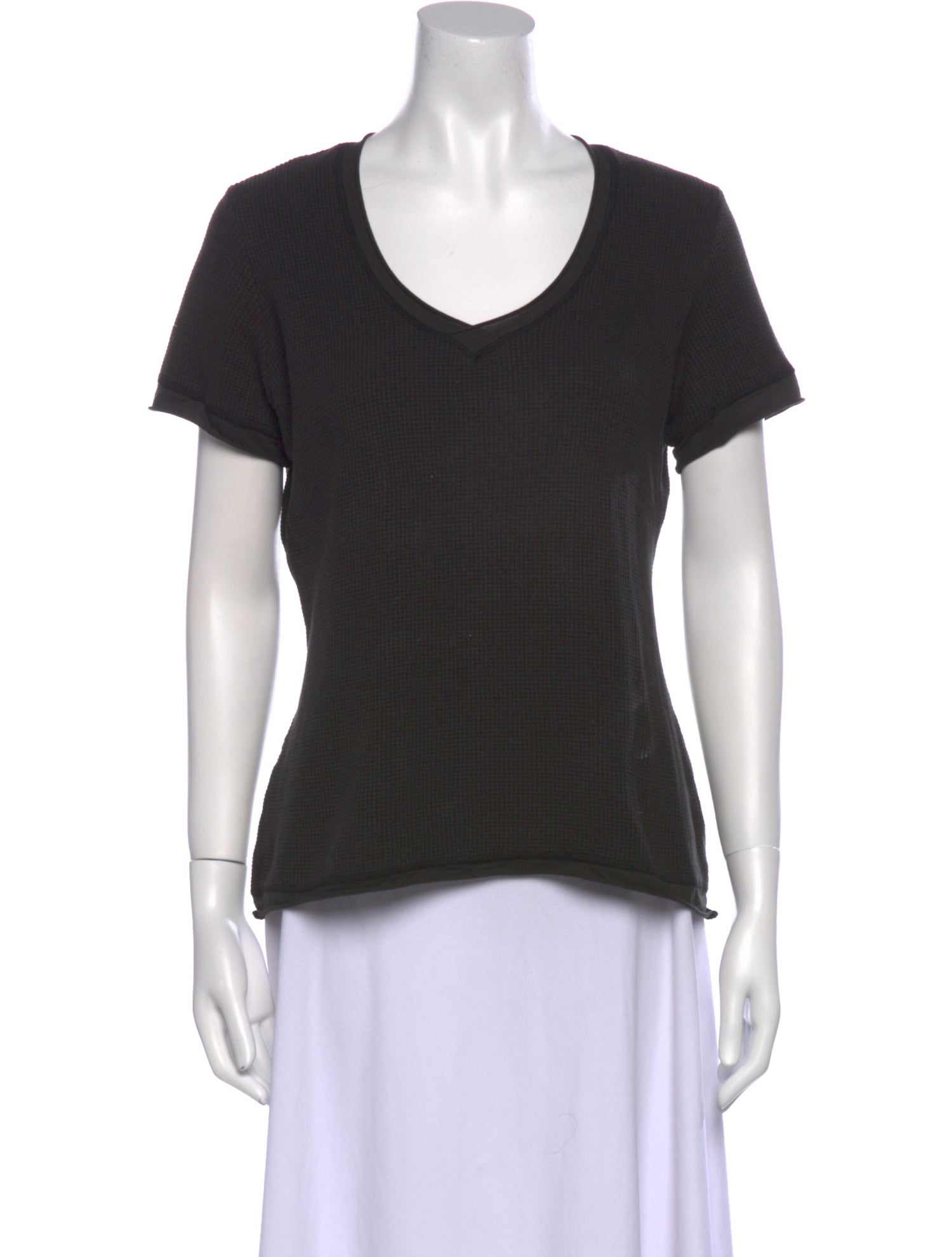 Alabama Chanin V-Neck Short Sleeve T-Shirt