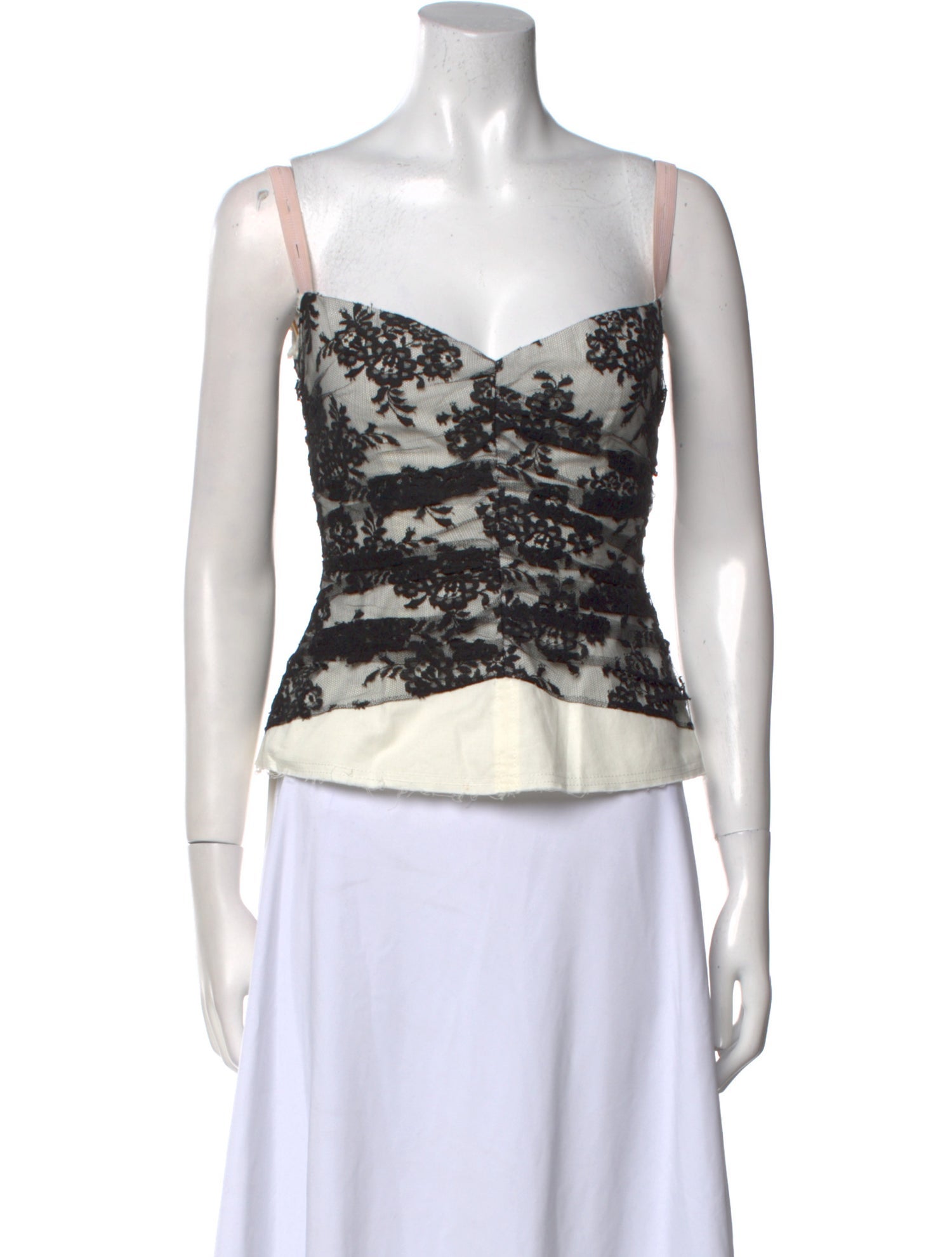Alessandro Dell'Acqua Lace Pattern Square Neckline Crop Top