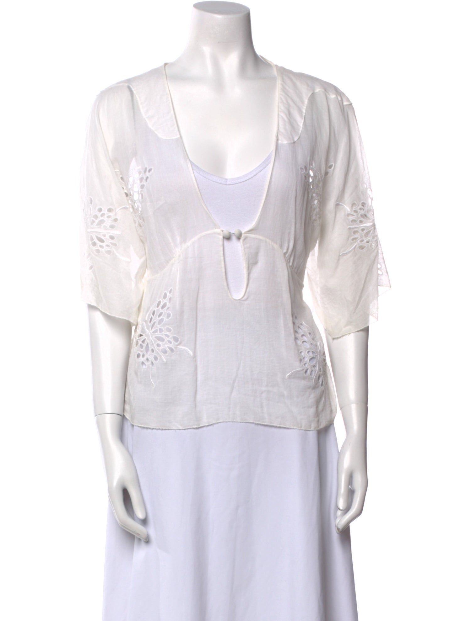 Alessandro Dell'Acqua V-Neck Three-Quarter Sleeve Blouse