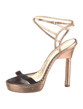 Alessandro Dell'Acqua Embossed Leather Animal Print Sandals