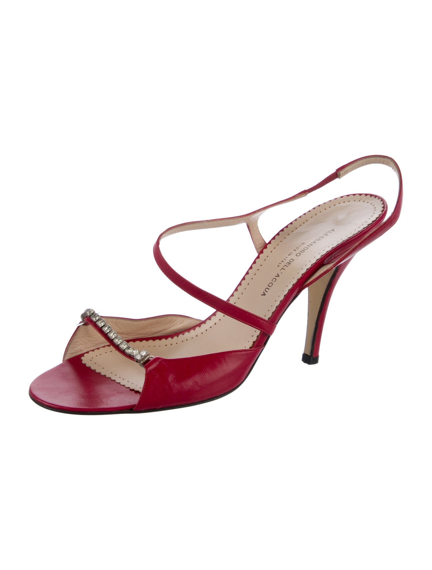 Alessandro Dell'Acqua Leather Colorblock Pattern Slingback Sandals