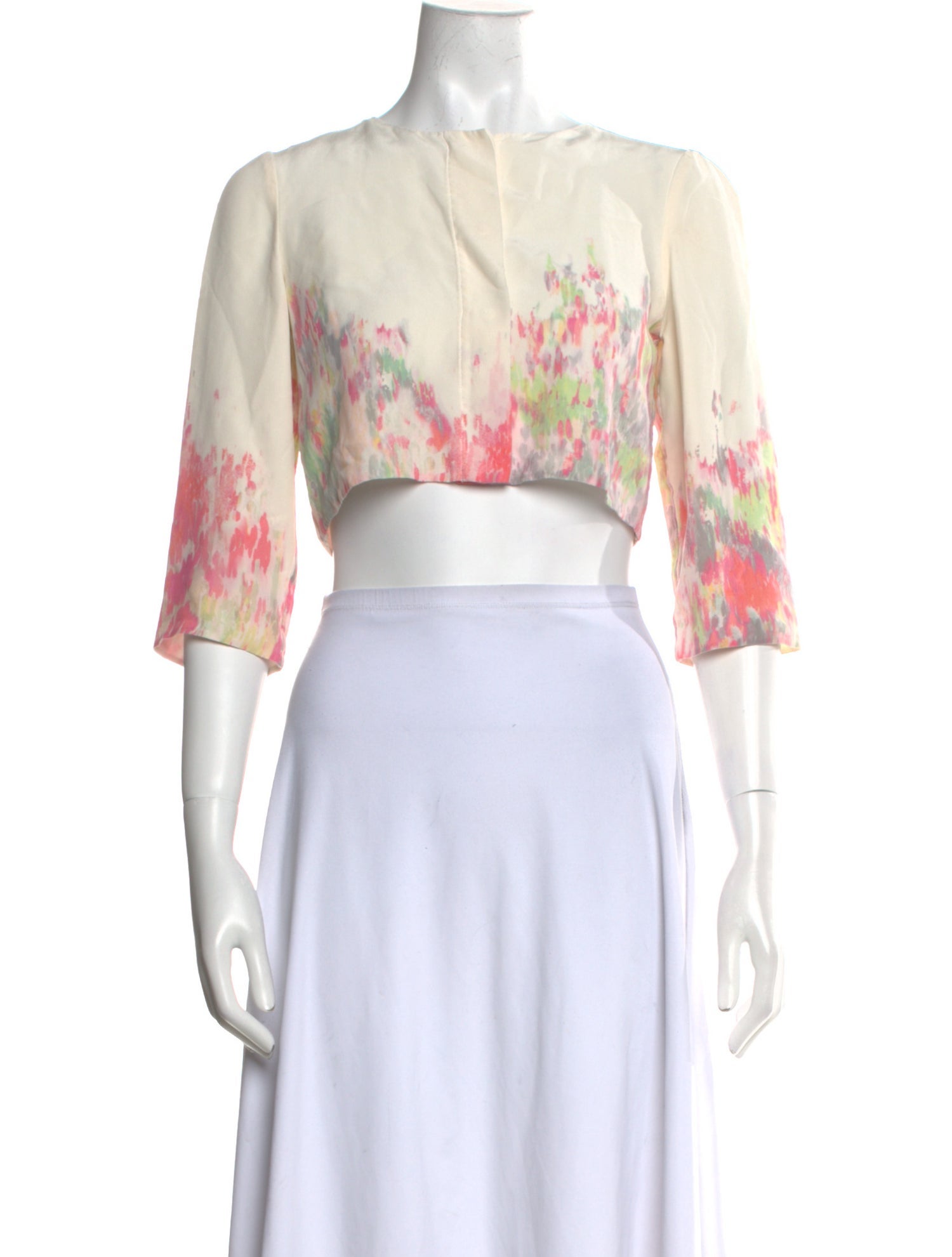 Alessandro Dell'Acqua Silk Floral Print Crop Top